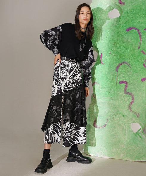 Butterfly Layered Mesh Skirt